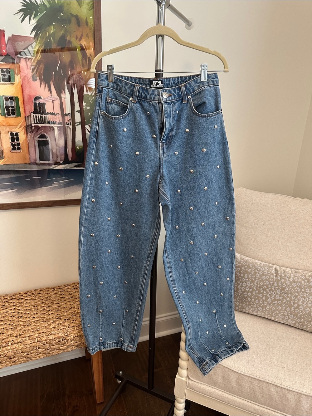 Target Future Collective Studded Blue Barrel Jeans